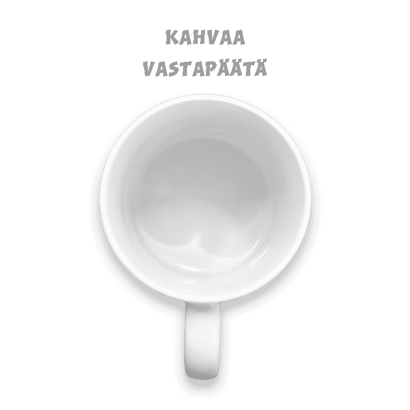 Kuvamuki kahvaa vastapäätä
